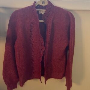 Sezane Burgundy Button-Up Sweater - Large